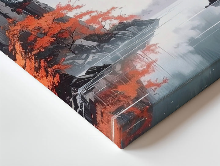 Autumn Peaks & Misty Lake Canvas – Dramatic Mountain Reflection Landscape Art - Gifitto