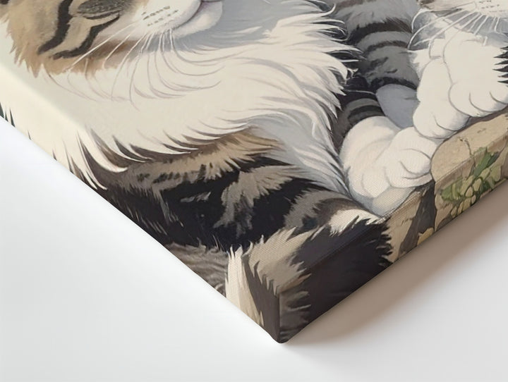 Tabby Cats & Hydrangeas Canvas – Vintage Botanical Garden Companionship Art - Gifitto