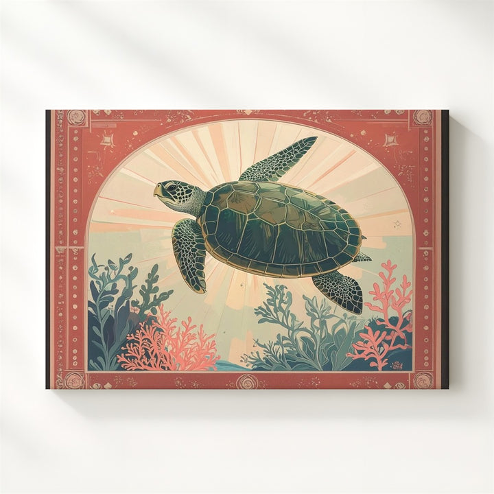 Celestial Sea Turtle Canvas – Vintage Ocean Harmony Wall Art - Gifitto