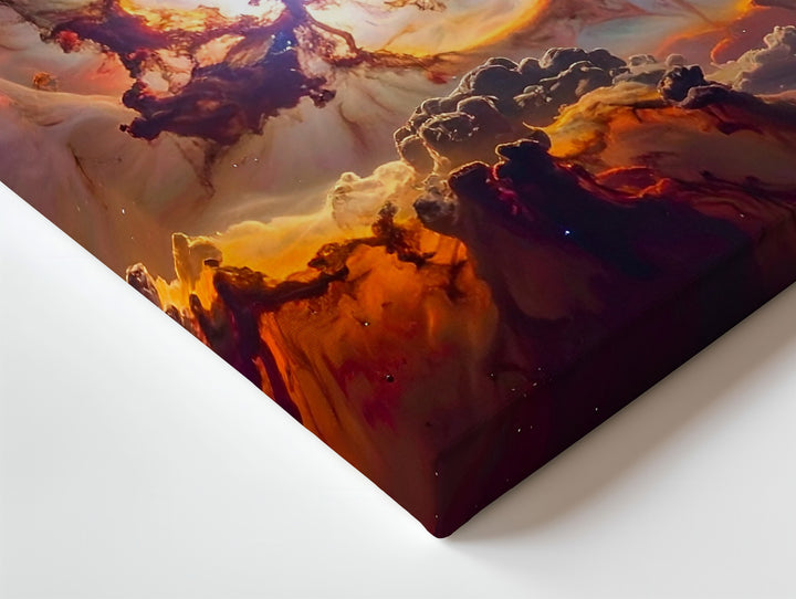 Nebula Vortex Canvas – Explosive Stellar Eye in Red, Teal & Gold - Gifitto