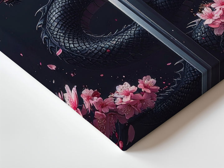 Dragon & Cherry Blossom Katana Canvas – Mythic Samurai Symbolism Wall Art - Gifitto