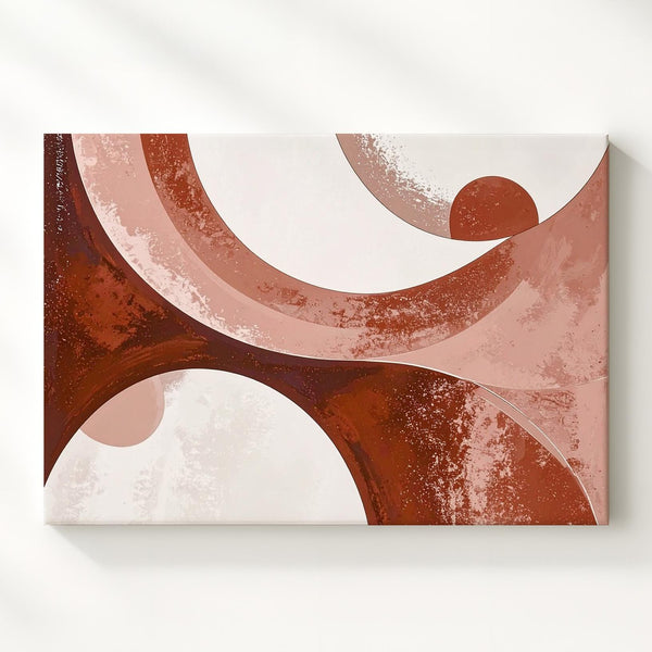 Terracotta Rhythm Abstract Canvas – Minimalist Geometric Mid-Century Art - Gifitto