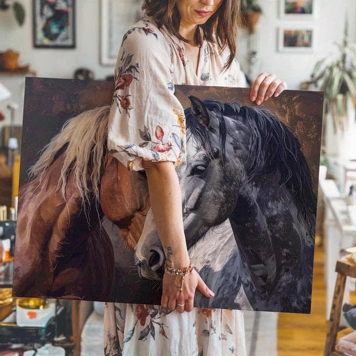 Kindred Souls Canvas – Intimate Horse Companionship Portrait - Gifitto