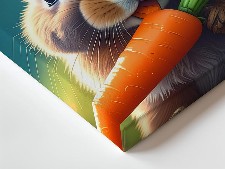 Rabbit Eating Carrot Canvas – Cozy Spring Wall Art - Gifitto