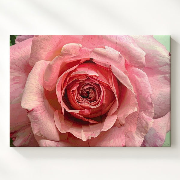 Blush Rose Spiral Canvas – Macro Floral Wall Art in Soft Pink Tones - Gifitto