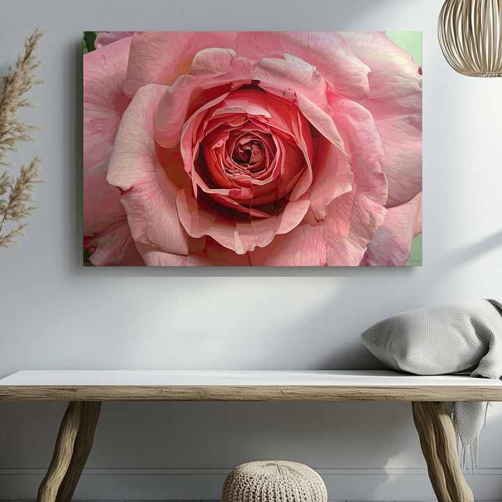 Blush Rose Spiral Canvas – Macro Floral Wall Art in Soft Pink Tones - Gifitto