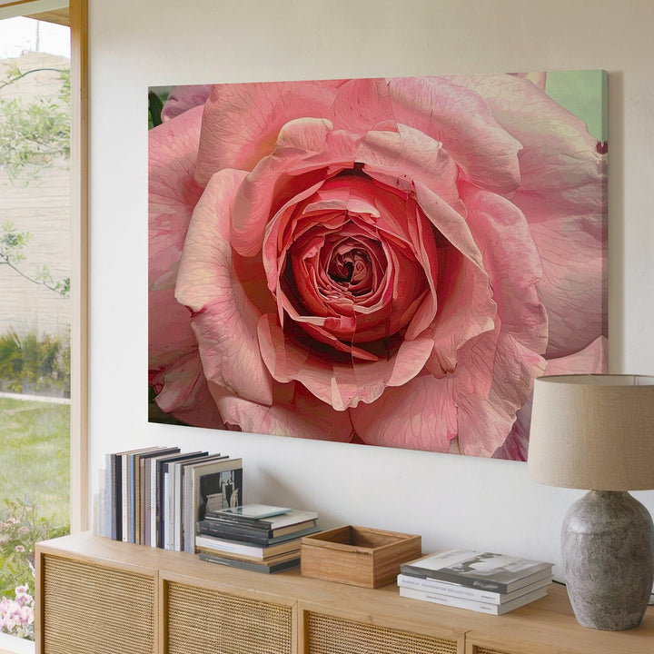 Blush Rose Spiral Canvas – Macro Floral Wall Art in Soft Pink Tones - Gifitto