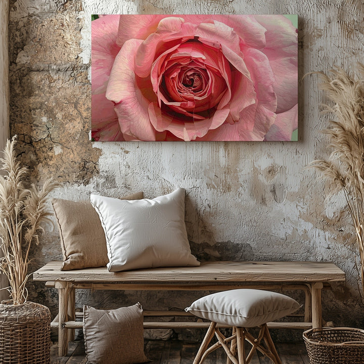 Blush Rose Spiral Canvas – Macro Floral Wall Art in Soft Pink Tones - Gifitto