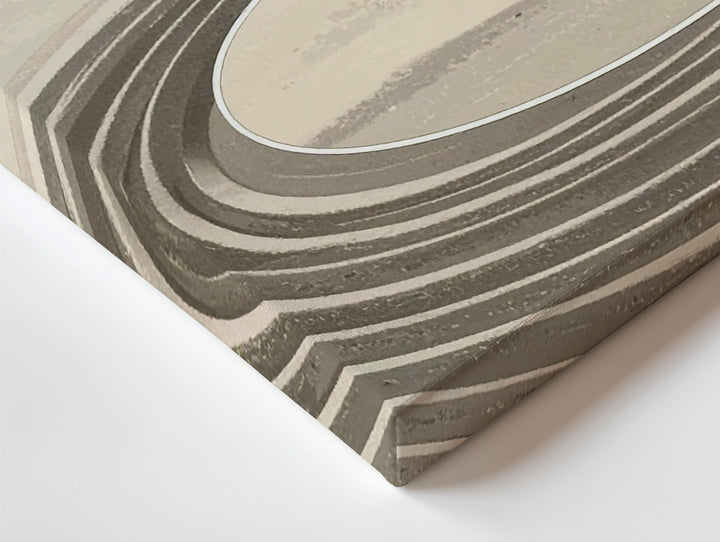 Zen Stone Circle Canvas – Minimalist Raked Sand & Kanji Wall Art - Gifitto