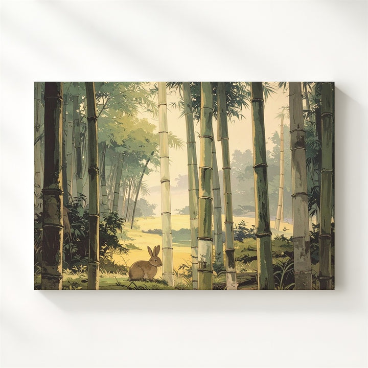 Bamboo Forest & Rabbit Canvas – Serene East Asian Nature Wall Art - Gifitto