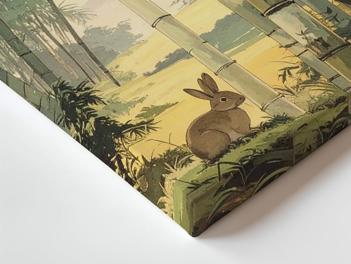 Bamboo Forest & Rabbit Canvas – Serene East Asian Nature Wall Art - Gifitto