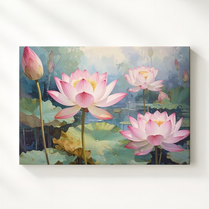 Dreamy Lotus Bloom Canvas – Watercolor Serenity & Spiritual Awakening Art - Gifitto