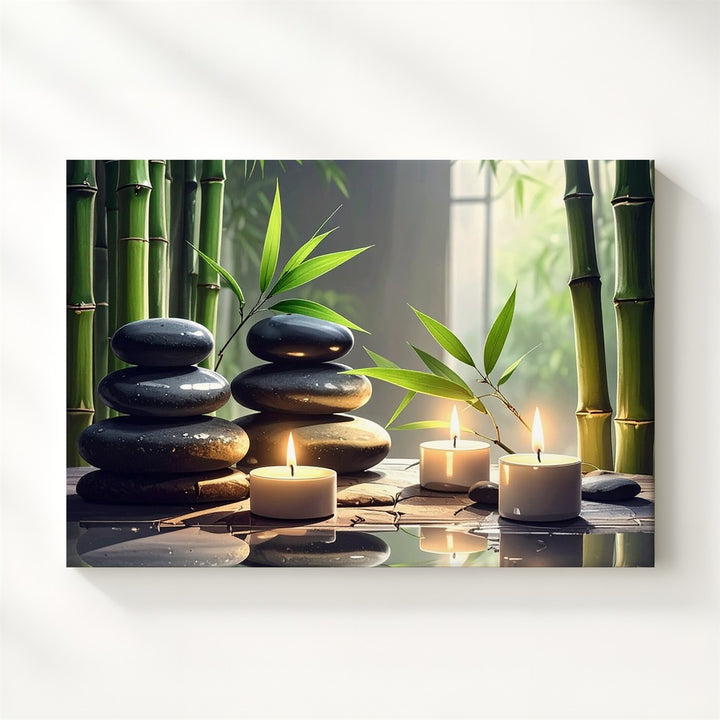 Zen Balance Spa Canvas – Bamboo, Stones & Candlelight Tranquility Art - Gifitto