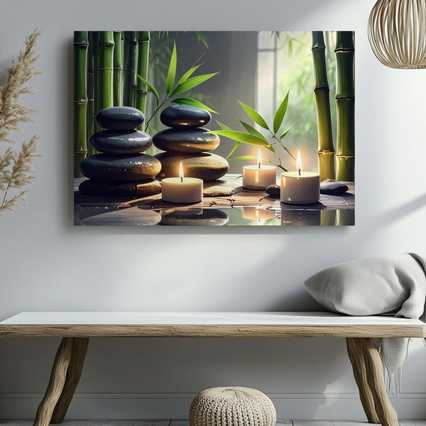 Zen Balance Spa Canvas – Bamboo, Stones & Candlelight Tranquility Art - Gifitto