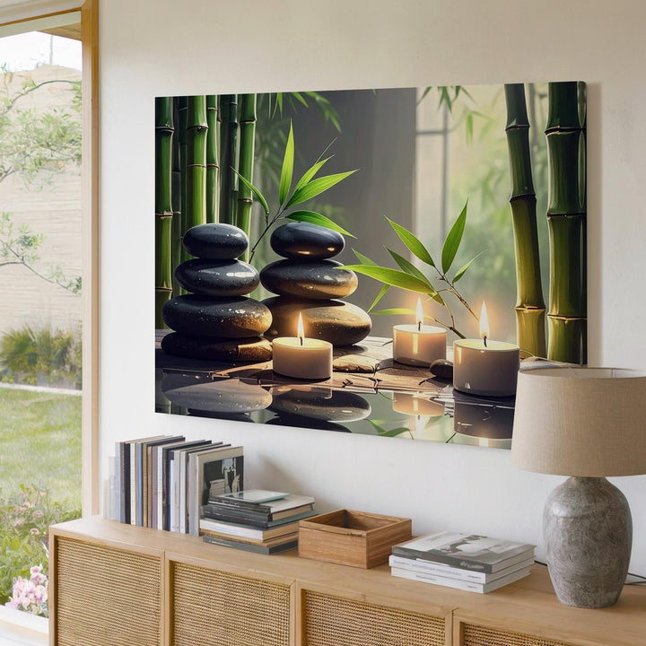 Zen Balance Spa Canvas – Bamboo, Stones & Candlelight Tranquility Art - Gifitto
