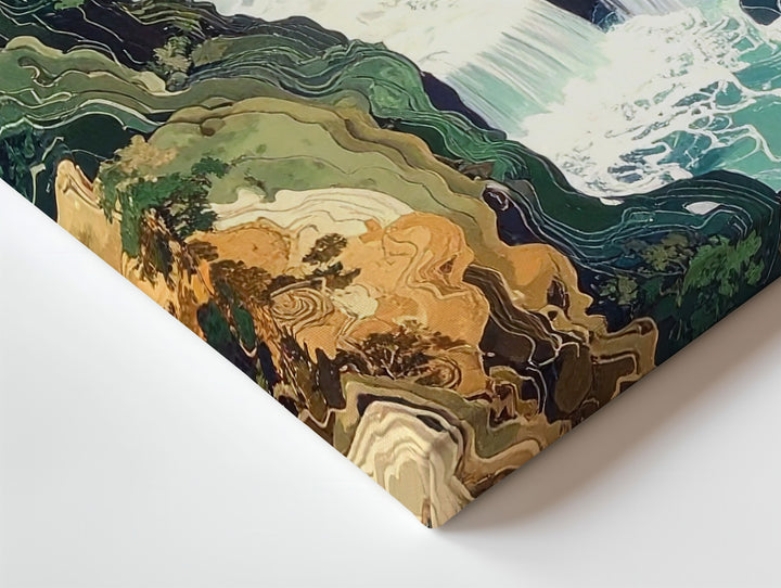 Abstract Waterfall Canvas – Marbled Landscape & Topographic Flow Art - Gifitto