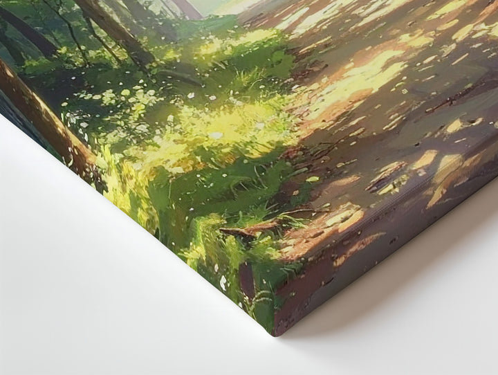 Golden Forest Path Canvas – Dreamy Sunlit Woodland Wall Art - Gifitto