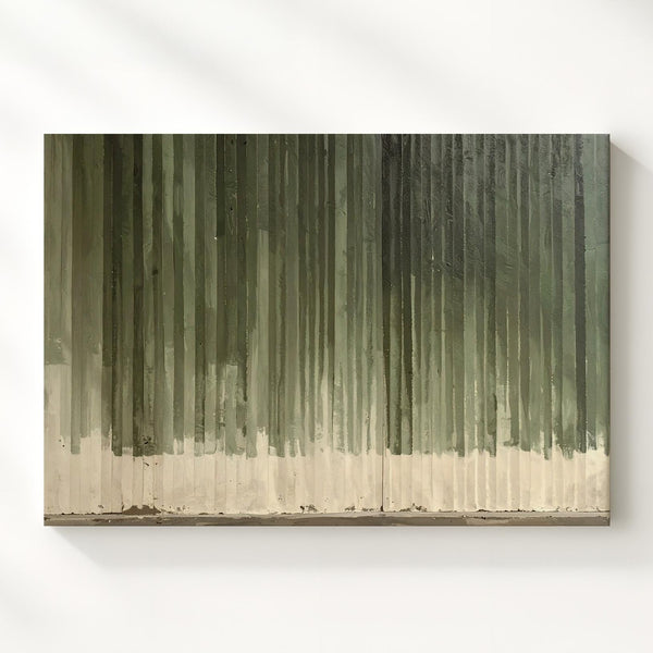 Verdant Stripes Abstract Canvas – Minimalist Green & Beige Geometric Art - Gifitto