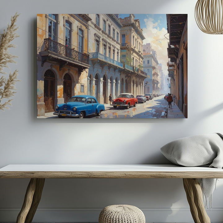 Havana Nostalgia Canvas – Vintage Cars & Colonial Street Scene Wall Art - Gifitto