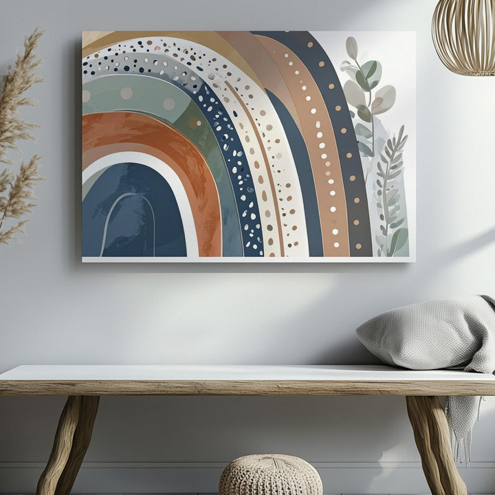 Boho Rainbow with Patterns Canvas – Modern Nursery Wall Art - Gifitto