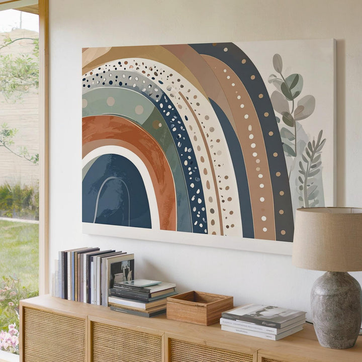 Boho Rainbow with Patterns Canvas – Modern Nursery Wall Art - Gifitto