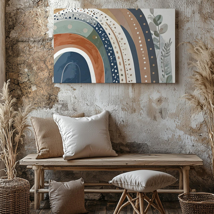 Boho Rainbow with Patterns Canvas – Modern Nursery Wall Art - Gifitto