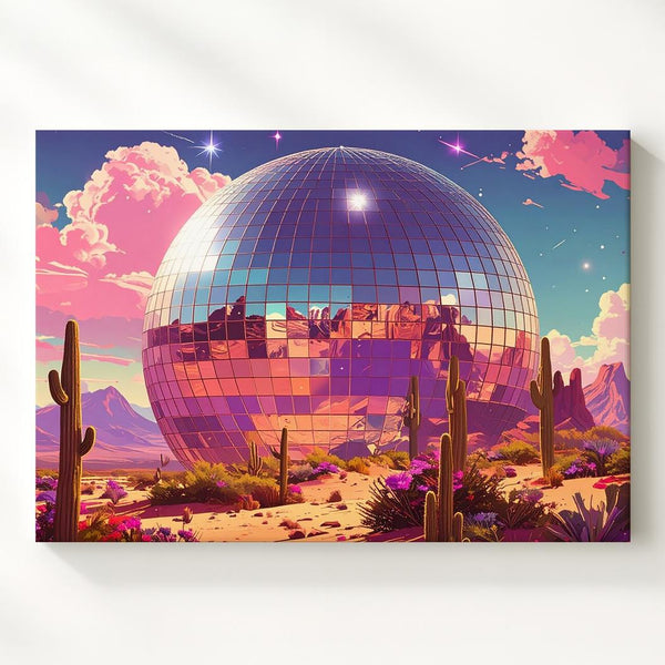 Disco Ball Desert Canvas – Surreal Psychedelic Desert Landscape Wall Art - Gifitto