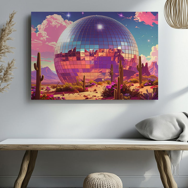 Disco Ball Desert Canvas – Surreal Psychedelic Desert Landscape Wall Art - Gifitto