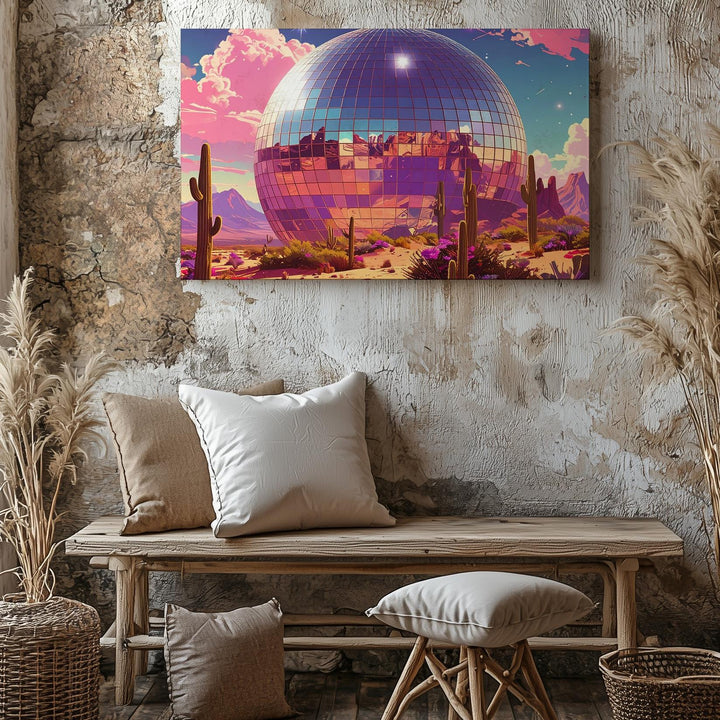 Disco Ball Desert Canvas – Surreal Psychedelic Desert Landscape Wall Art - Gifitto