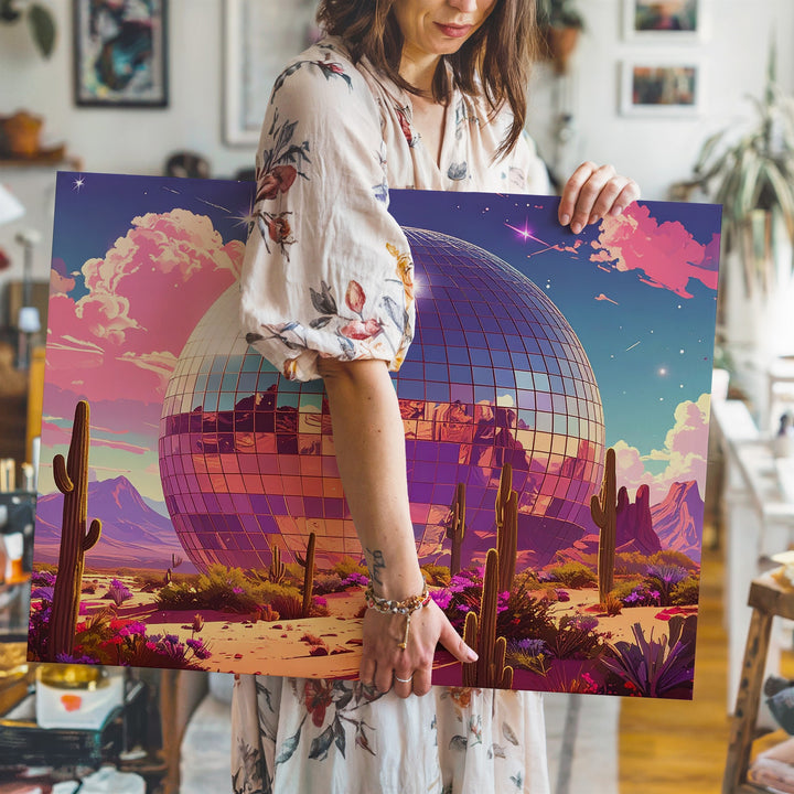Disco Ball Desert Canvas – Surreal Psychedelic Desert Landscape Wall Art - Gifitto