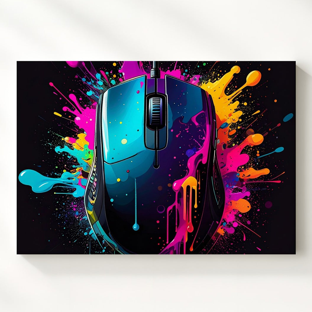 Splashed Mouse Paint Splash Mouse Canvas โ Vibrant Tech-Inspired Street Art Wall Decor ...