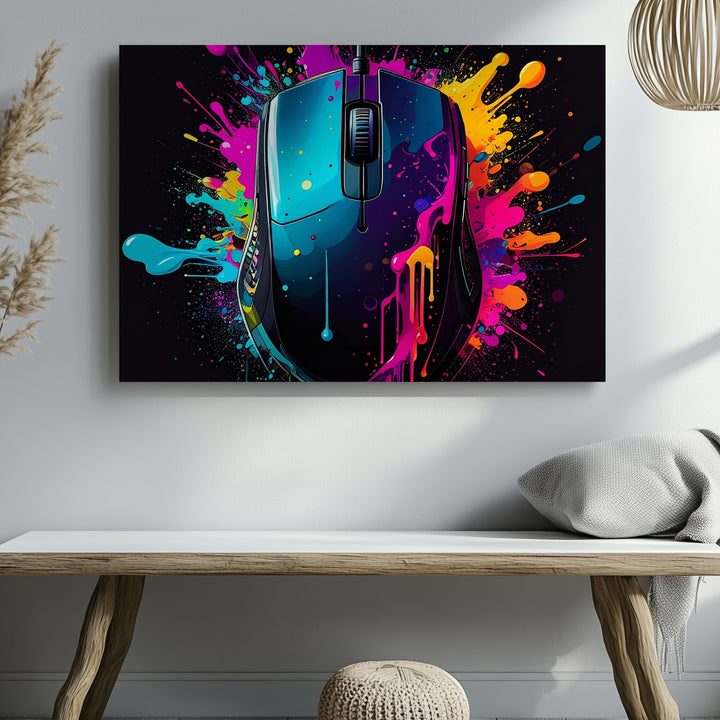 Paint Splash Mouse Canvas – Vibrant Tech-Inspired Street Art Wall Decor - Gifitto