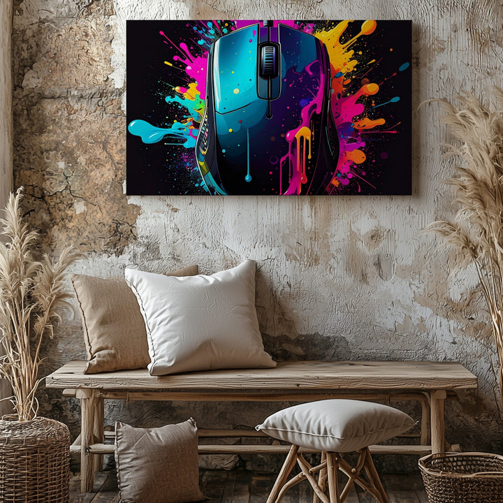 Paint Splash Mouse Canvas – Vibrant Tech-Inspired Street Art Wall Decor - Gifitto
