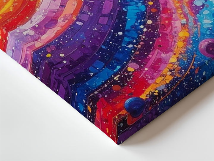 Cosmic Playground Canvas – Whimsical Galaxy Art with Colorful Planets & Orbs - Gifitto