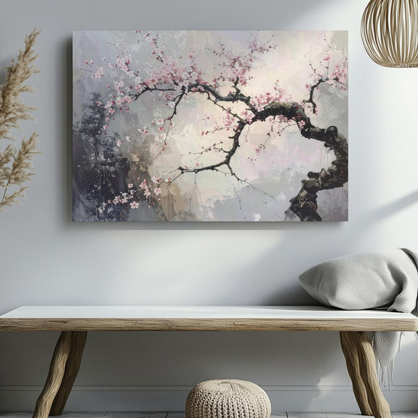 Blossoming Cherry Branch Canvas – Traditional Chinese Ink Floral Art - Gifitto