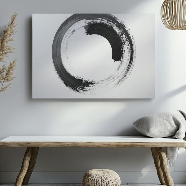 Enso Zen Circle Canvas – Minimalist Ink Symbol of Presence & Enlightenment - Gifitto