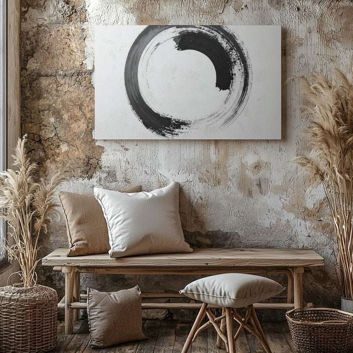 Enso Zen Circle Canvas – Minimalist Ink Symbol of Presence & Enlightenment - Gifitto