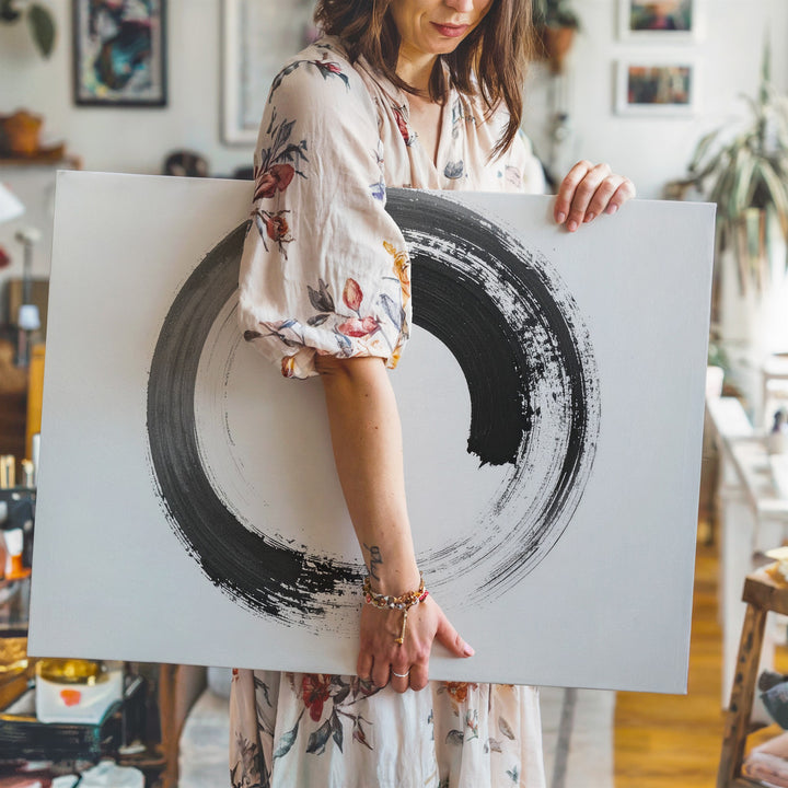 Enso Zen Circle Canvas – Minimalist Ink Symbol of Presence & Enlightenment - Gifitto