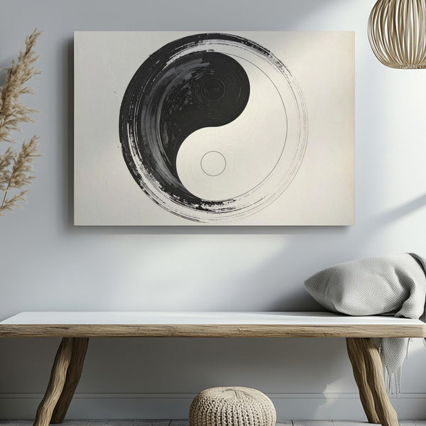 Brushstroke Yin-Yang Canvas – Taoist Symbol of Harmony & Duality - Gifitto