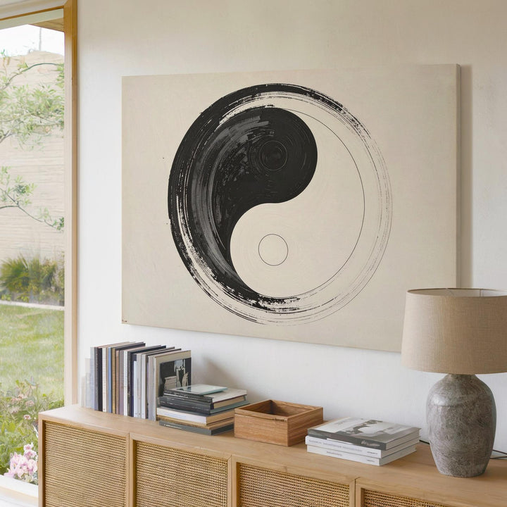 Brushstroke Yin-Yang Canvas – Taoist Symbol of Harmony & Duality - Gifitto