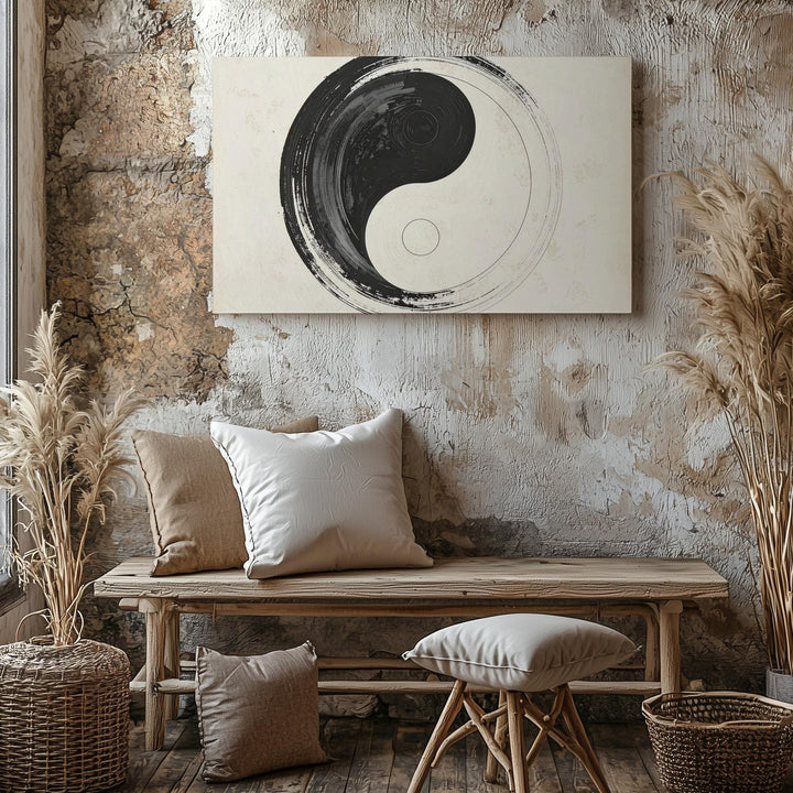 Brushstroke Yin-Yang Canvas – Taoist Symbol of Harmony & Duality - Gifitto