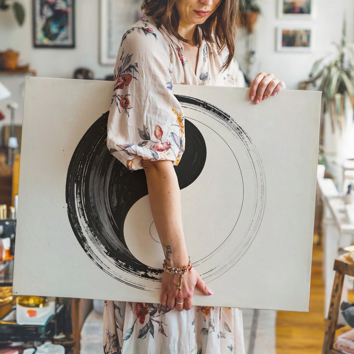 Brushstroke Yin-Yang Canvas – Taoist Symbol of Harmony & Duality - Gifitto
