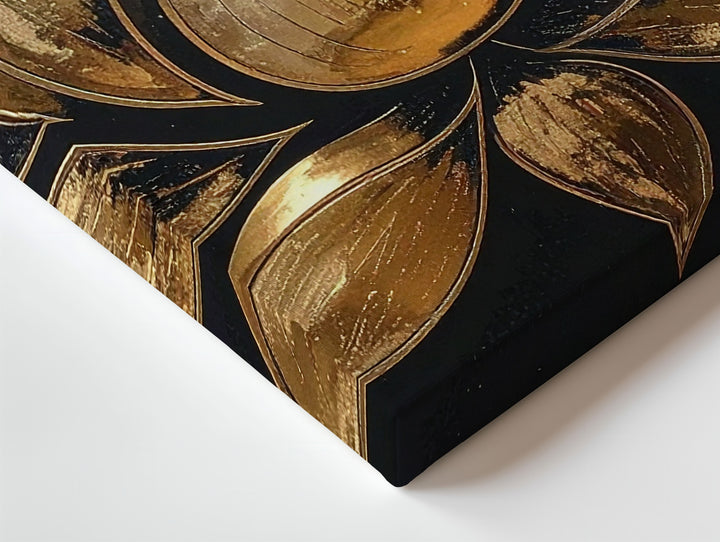 Golden Lotus Canvas – 3D Metallic Flower of Awakening & Sacred Light - Gifitto