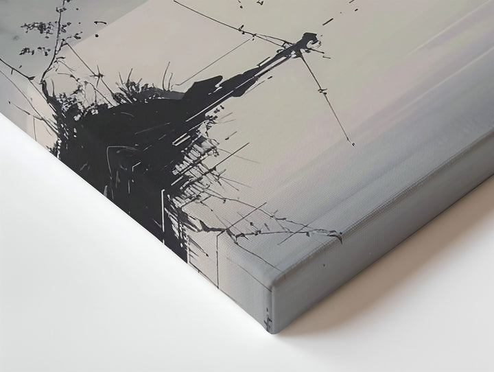 Misty River Boatman Canvas – Monochrome Zen Landscape of Solitude & Reflection - Gifitto