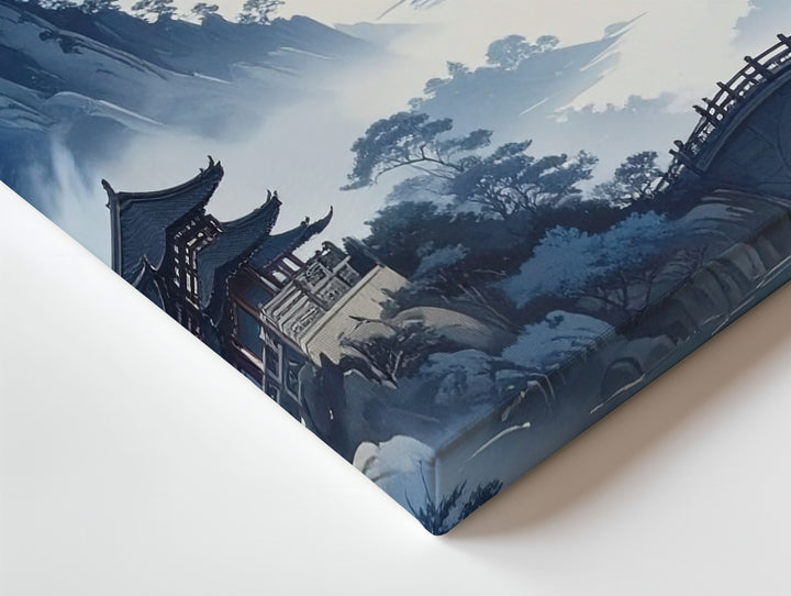 Misty Mountain Pagoda Canvas – Traditional Chinese Landscape of Harmony & Depth - Gifitto