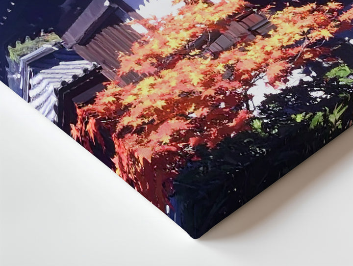 Autumn Temple Sanctuary Canvas – Traditional Japanese Architecture in Sacred Light - Gifitto