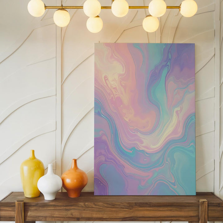 Dreamy Abstract Pastel Canvas – Soft Swirling Waves of Pink, Lavender, and Blue - Gifitto