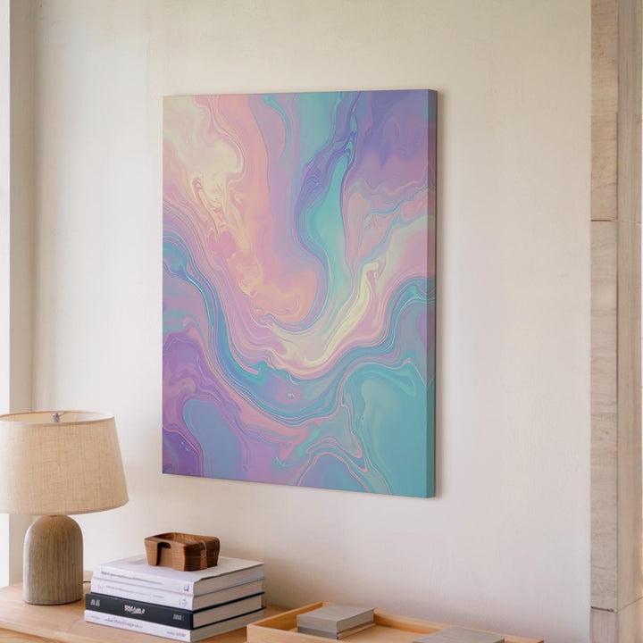 Dreamy Abstract Pastel Canvas – Soft Swirling Waves of Pink, Lavender, and Blue - Gifitto