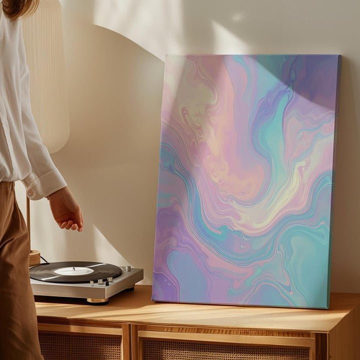 Dreamy Abstract Pastel Canvas – Soft Swirling Waves of Pink, Lavender, and Blue - Gifitto