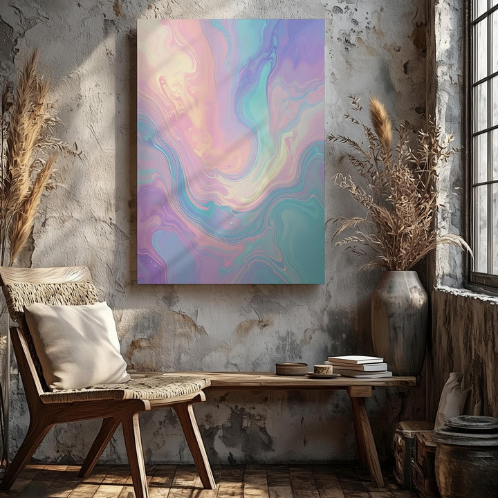 Dreamy Abstract Pastel Canvas – Soft Swirling Waves of Pink, Lavender, and Blue - Gifitto